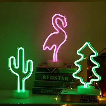 

YHINT led Neon Night Light Battery Power flamingo Table Lamp Holiday decorative luminaria Festival Wedding Home Decor lamparas