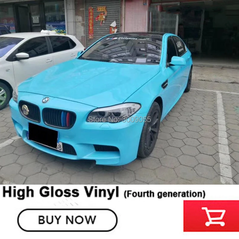 

2019 Latest upgrade crystal Glossy vinyl wrap film sky blue Sticker With Air Bubble Free Brightest surface High-end series