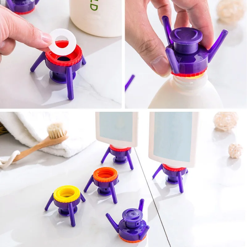 

6Pcs/1 Set Creative HOT Kichen Bathroom Leakproof Bottle kickstands Holder Toss New Shower Gel Shampoo It Bottle Cap Stand