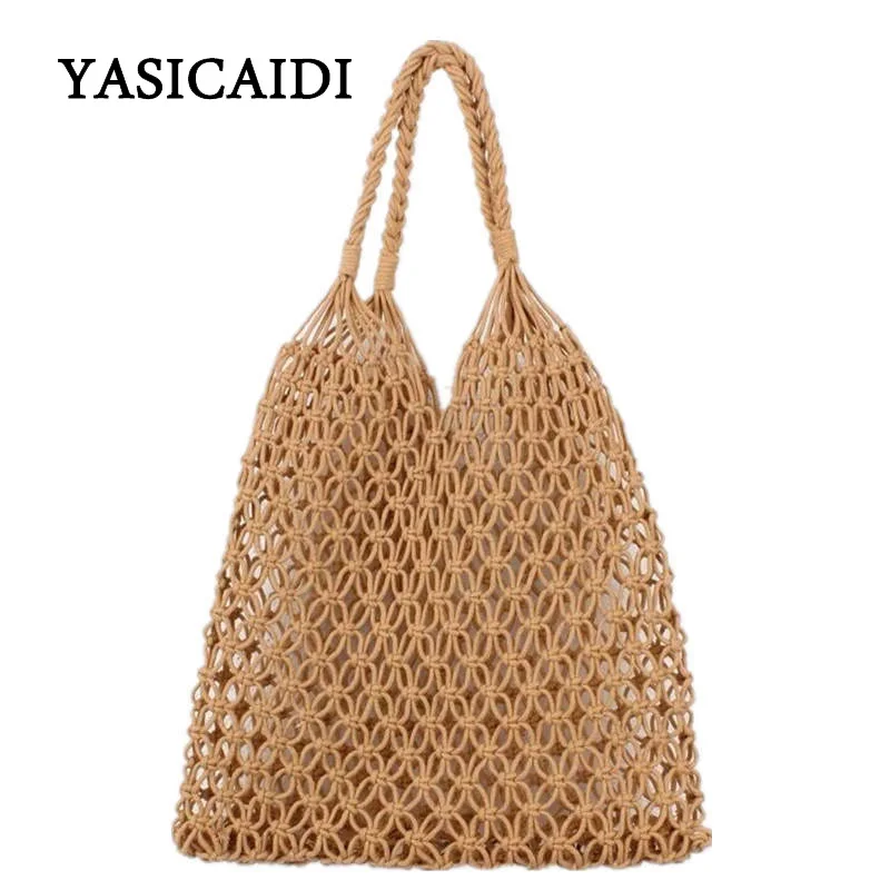 

YASICAIDI 2019 New Straw Bag for Women Beach Bag Large Handbags Zipper Female Woven Handmade Bohemian Ladies Tote Shoulder Bag