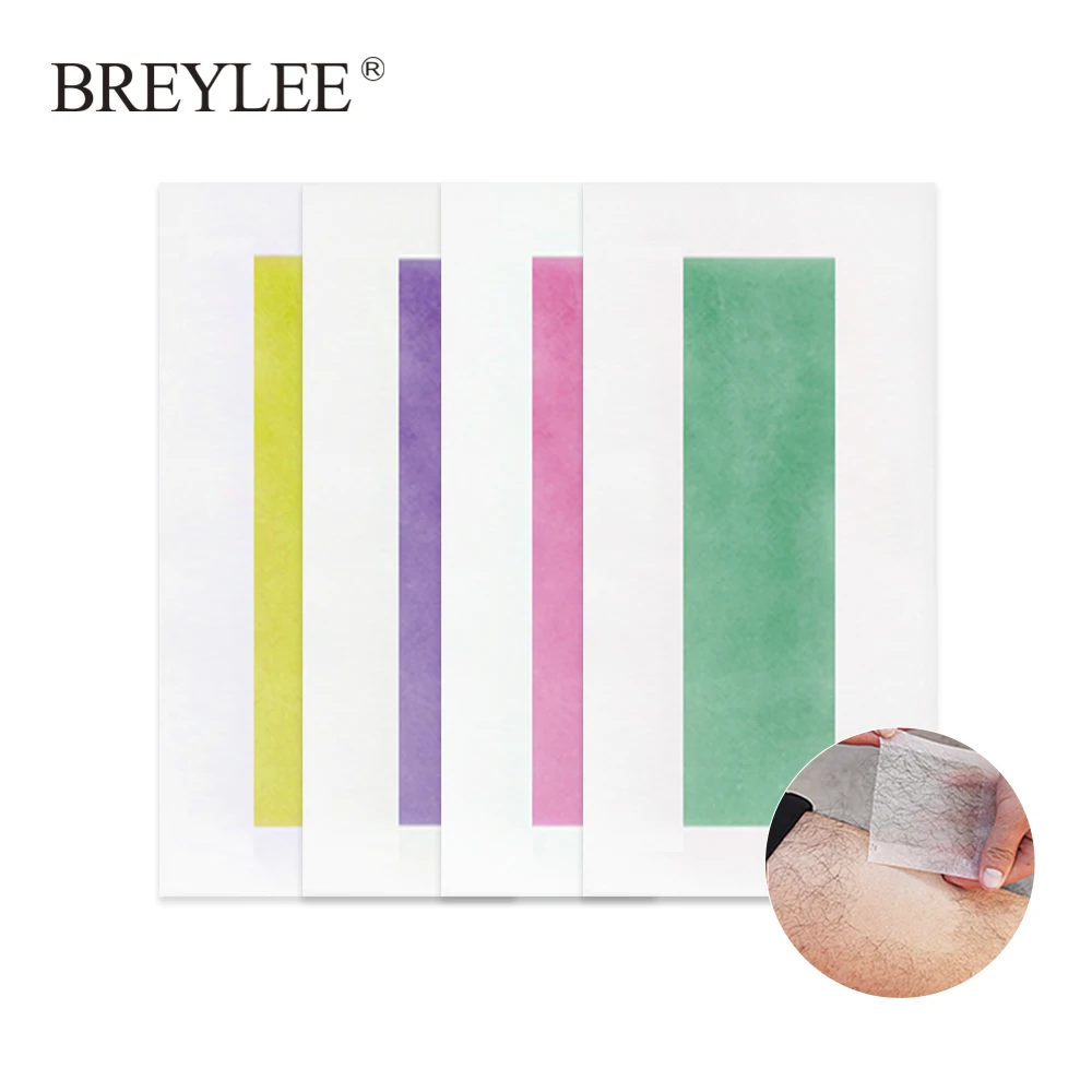 

BREYLEE Hair Removal Wax Strips Papers Face Beard Body Professional Hair Remover Small Size Double Sided Tape 20pcs=10sheets