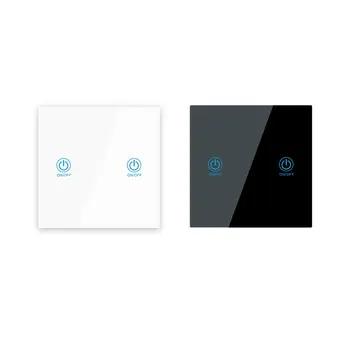 

LEORY KTNNKG 2 Channel 433MHz Touching Remote Control 86 Wall Switch Wireless RF Transmitter Tempered Glass Panel