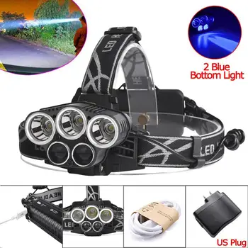 

5 led headlamp head lamp headlight T6 Q5 20000 lumens powerful led flashlight 5 modes head torch lamp +USB Cable