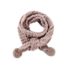 Зимний детский шарф, вязаный шерстяной шарф с пушистым шаром, открытый теплый шарф для ребенка