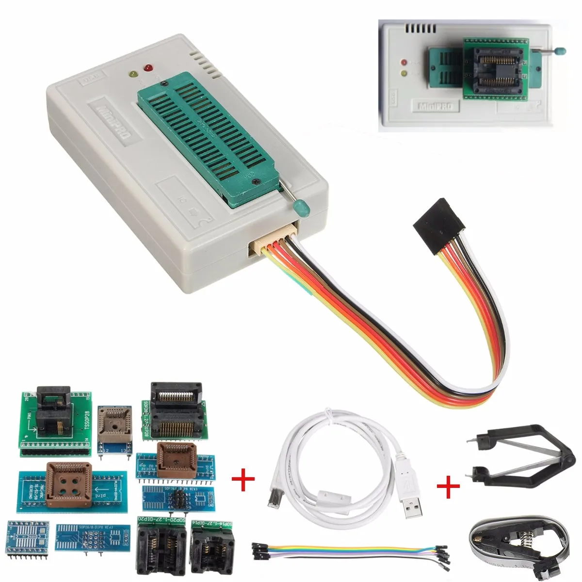 Más nuevo TL866A/TL866II Plus programador Universal USB + 10 artículos adaptadores IC alta velocidad TL866CS Manual en inglés - 6