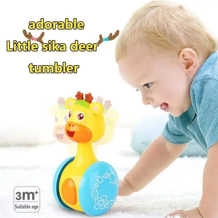 

Baby Rattles Tumbler Doll Baby Toys Cute Cartoon Tumbler Shake with sweet voice For Children Toy Learning Education Toys