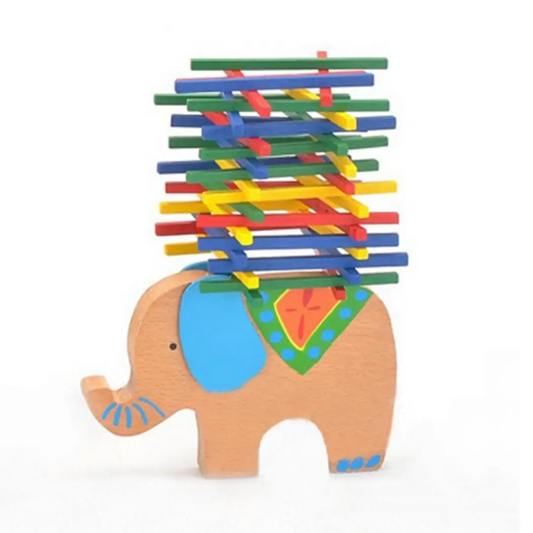 

Balance Game Montessori Blocks Baby Wooden Toy Educational animal Balancing Blocks Elephant/horse Building Blocks Gift For Child