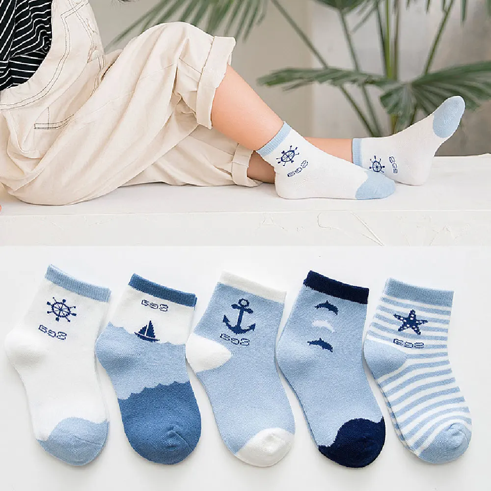 

1 Pair Baby Boy Stripes Children Socks Soft Cotton Infant Socks Cute Cartoon Pattern Kids Socks For Baby Girls Colorful