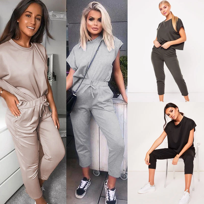 Conjunto de ropa negra informal para mujer, conjunto de ropa chándal,  camiseta, pantalones cortos informales, 2019|Conjuntos de mujer| -  AliExpress