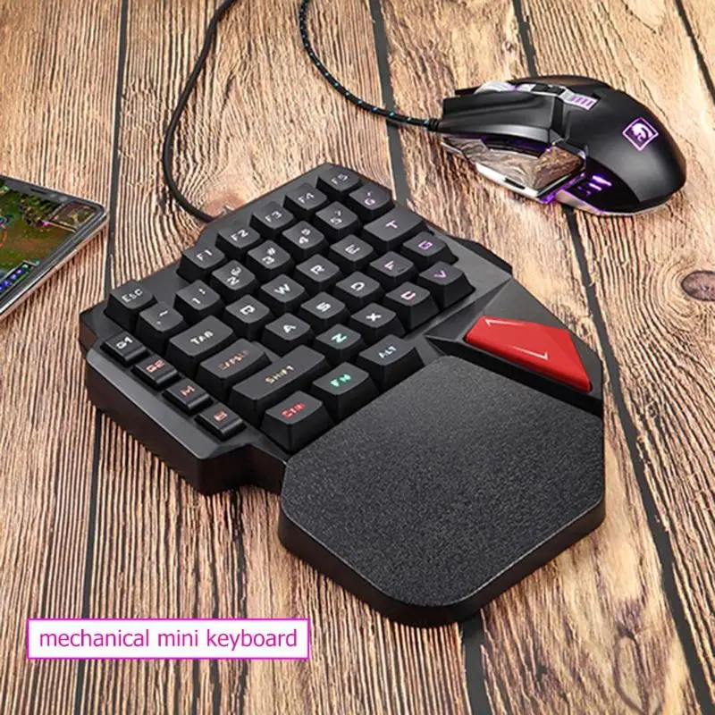 

1.8 m one hand game keyboard USB wired single button 38 Keys LED backlight left hand PC Membrane keyboard for LOL / PUBG / CF