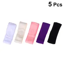 5 шт Женская повязка на голову самоклеющиеся резинки для волос повязка на голову для занятий йогой(фиолетовый+ черный+ белый+ бежевый+ розовый