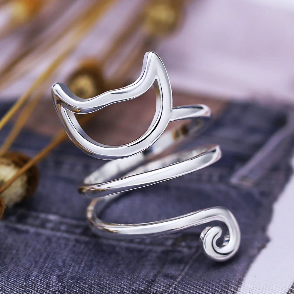 

Huitan 2019 Creative Cat Ring Cute Animal Kitty Shaped Birthday Gift Ring For Friends Fashion Accesseries Ring For Women