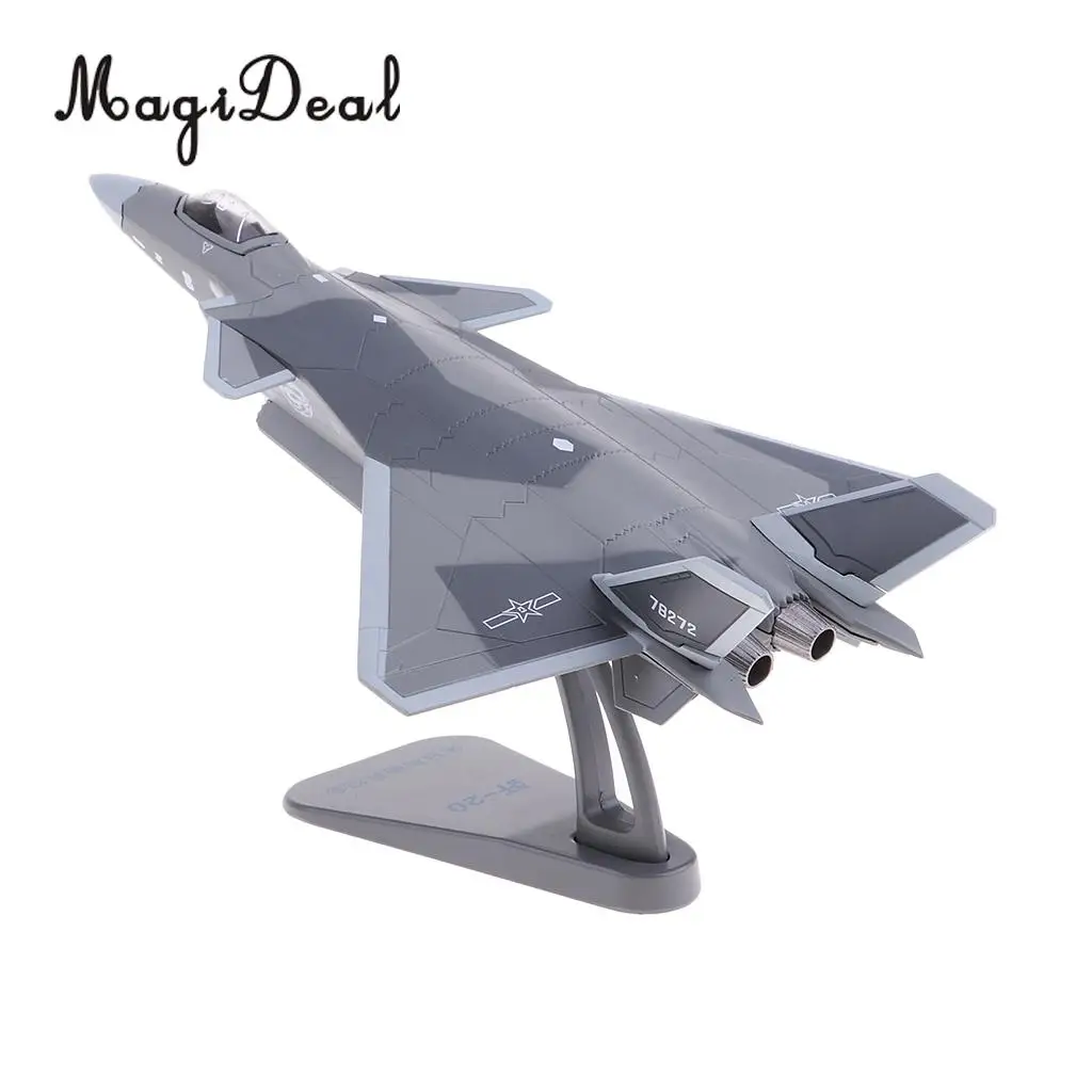 MagiDeal 1:100 Scale Metal China Airforce J-20 X-UFO Fighter Toy Model Airplane Aircrafts with Stand Warplane Ornaments