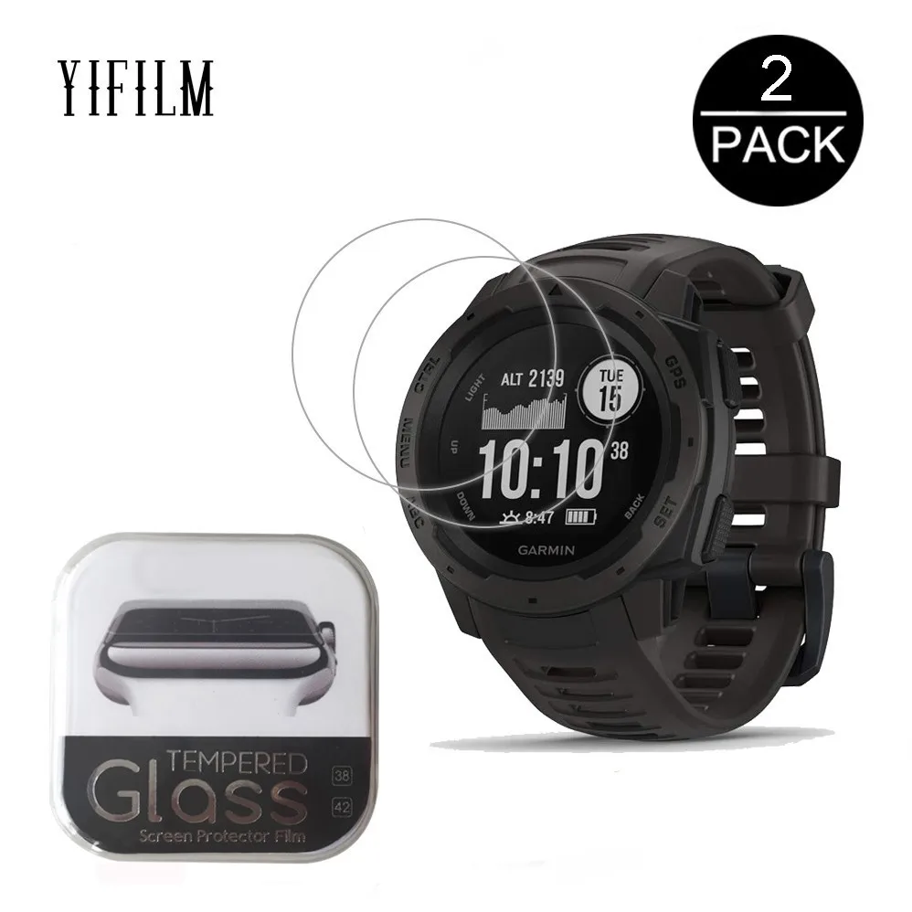 

2Pack 0.3mm 2.5D 9H Clear Tempered Glass Screen Protector For Garmin Instinct GPS Smartwatch Screen Guard Protective Film