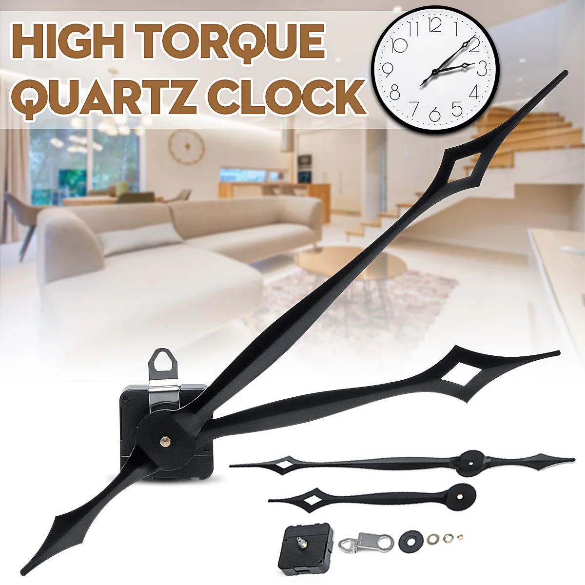 

DIY High Torque Quartz For Tide Controlled Clock Movement Motor Mechanism Kit 316MM Hour Minute Hands Fitting Clock Parts