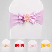 1 шт. эластичное свободное сиденье заднее кресло Пояса ленты искусственный цветок стул банты декор для свадебной вечеринки банкет праздник Декор