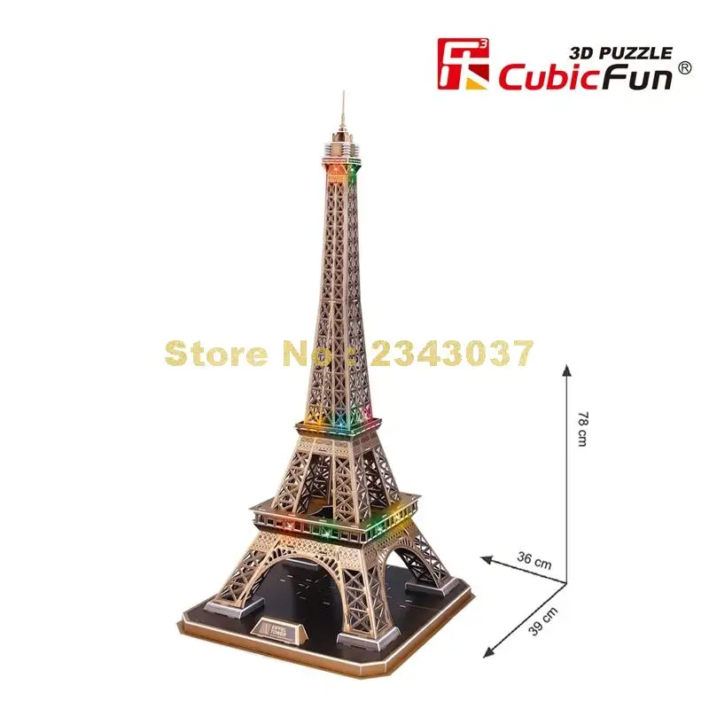 

Cubicfun L091 82pcs World Famous Architecture Eiffel Tower DIY With LED 3D Paper Puzzle Model