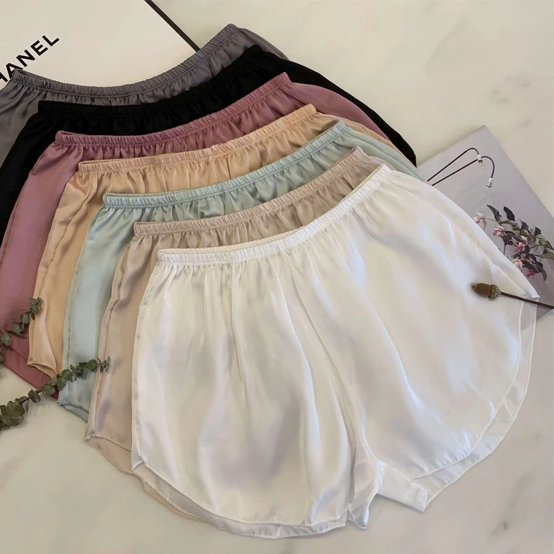 

High quality French simple women's ice silk comfortable pajamas home pants can be used as sexy shorts for light safety leggings