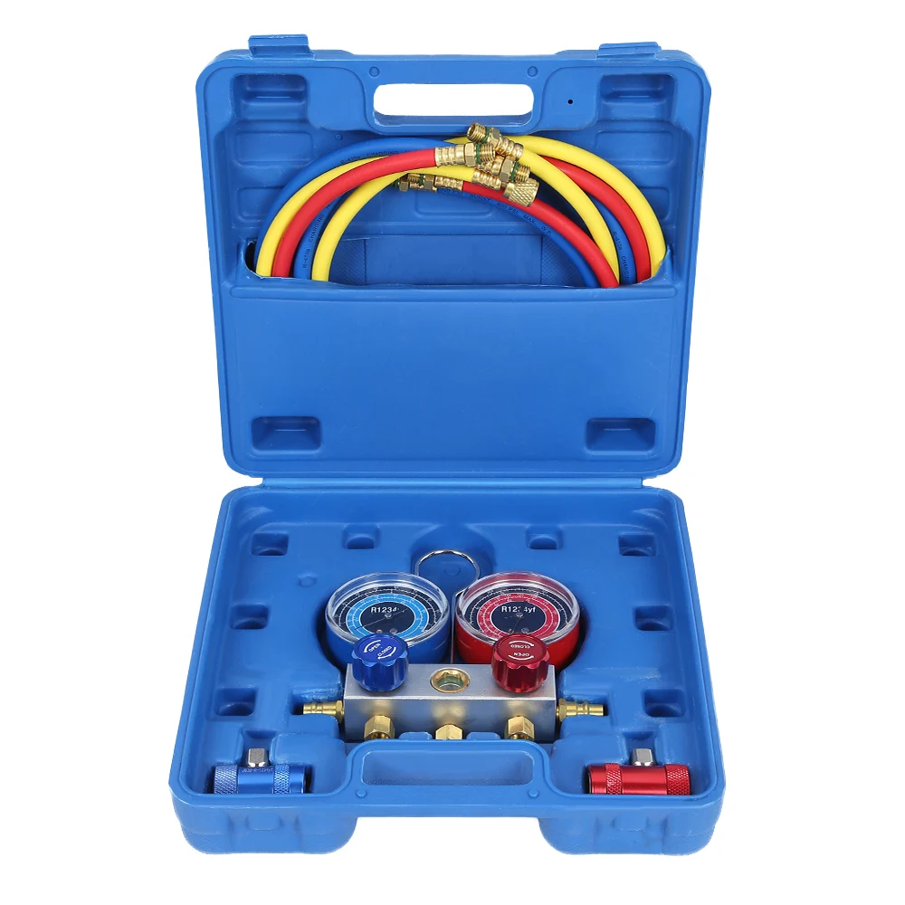 

R1234yf Refrigerant Air Conditioner Manifold Pressure Gauge Set Refrigerator Freon Measuring Meter With Solid Hook