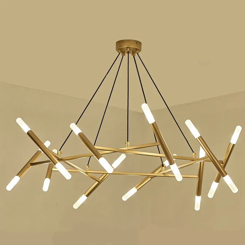

Plated Gold American Led Pendant Light G4 Round Branch Pendant Lamp Luminarias Hanging Lamp Led Suspension For Living Room