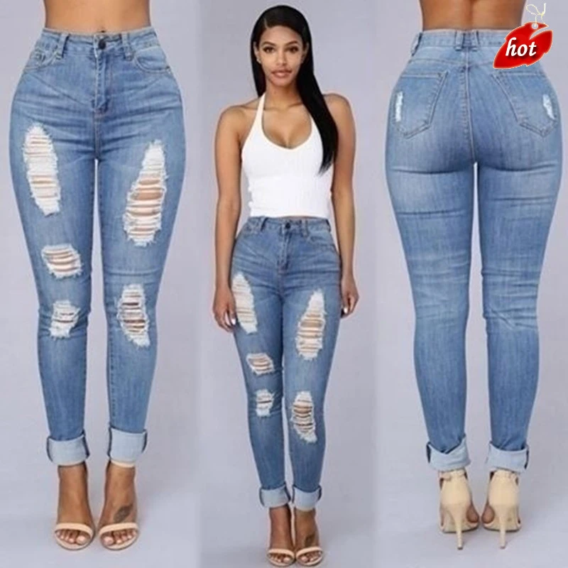 2018 pantalones vaqueros de alta moda Sexy Mujer Pantalones de tela vaquera con agujero novio de pantalones vaqueros Mujer Jeans pantalones O8R2|Pantalones vaqueros| - AliExpress