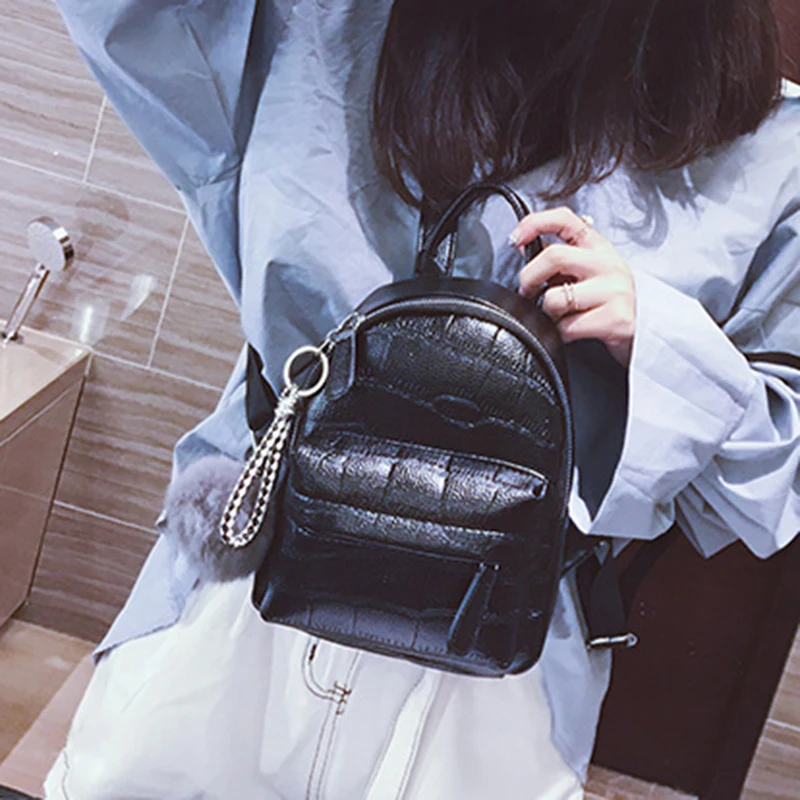 

[Super Seabob] 2019 New Stylish White Color Double Handles Stone Pattern High Capacity PU Leather Backpack All Match NA553