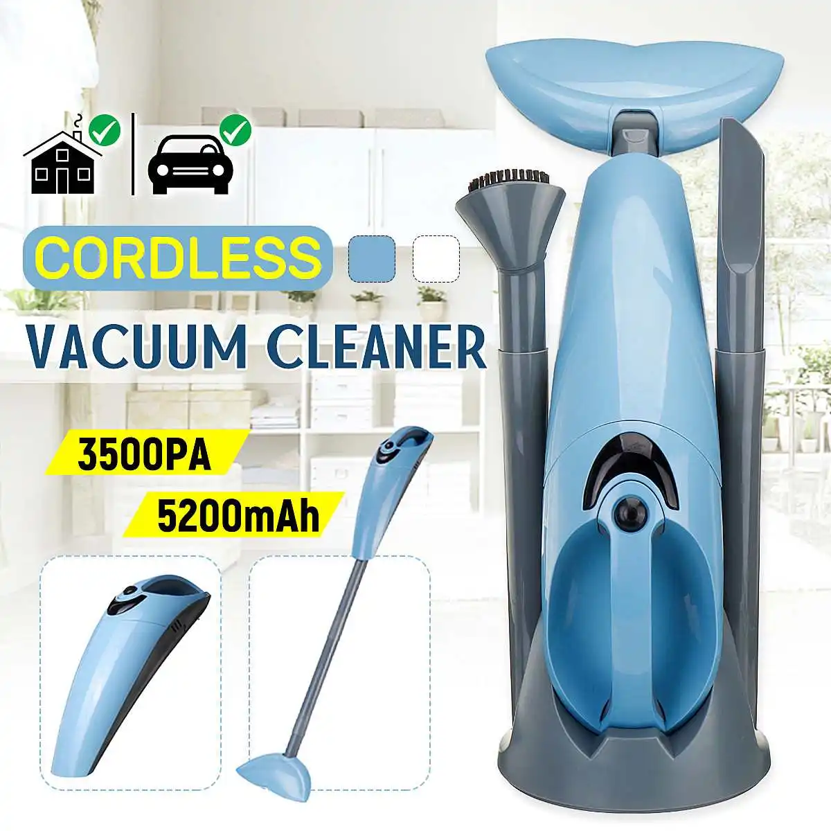 

New 100W Handheld Wireless Vacuum Cleaner Portable Home Dust Collector and Aspirator HEPA Filter Strong Suction Cleaning Tool