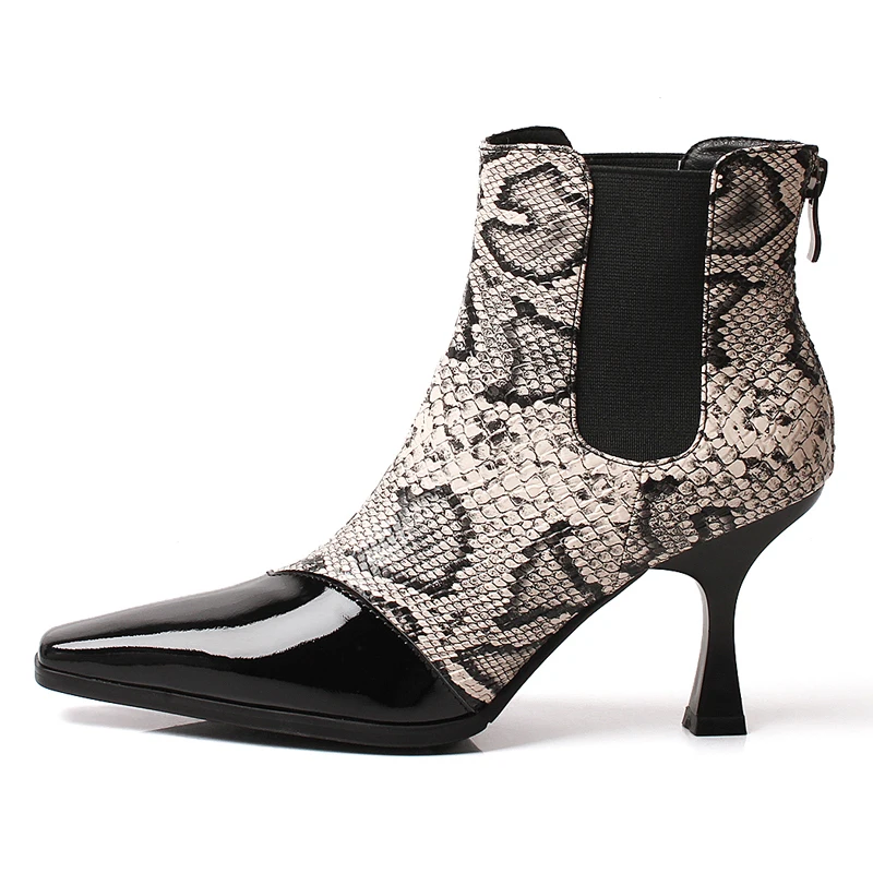 

Women's Ankle Boots 8 CM High Heels Winter Woman Pumps for Party Genuine Leather High Heel Slip-on Shoes Box Packing 054