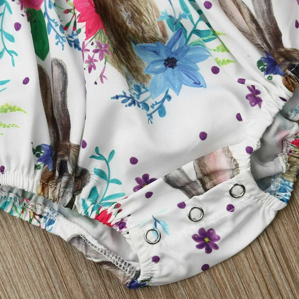 Easter Rabbit Newborn Baby Girl Romper Jumpsuit+Hat Outfits Clothes Sleeveless Cute Baby Girl Clothes