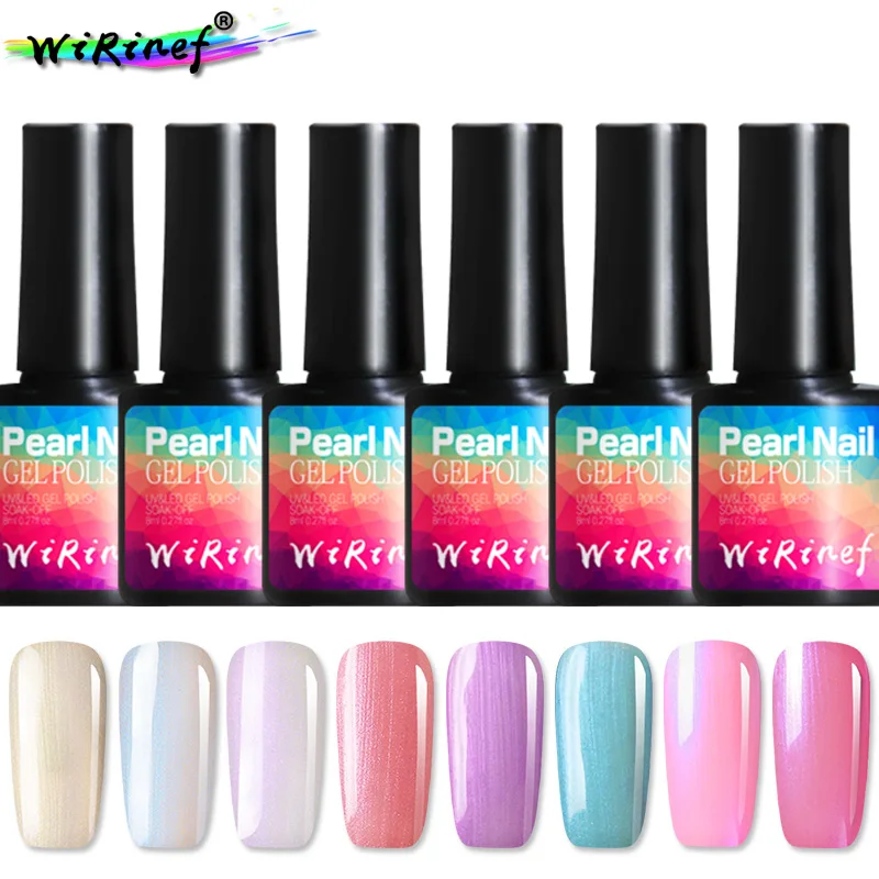 

WiRinef Nude Natural Shell Pearl UV Nail Gel Polish Varnish 8ml Pearl Shiny Sea Shell Gel Pure Color Nail Gel Lacque