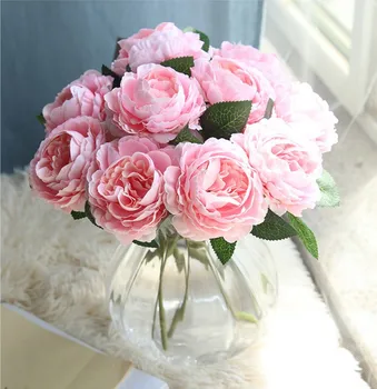 

Peonies Artificial Flowers Peony Bouquet Silk Fake Flowers Bridal Bouquet for Home Party Wedding Garden Decoration Silk Flowers