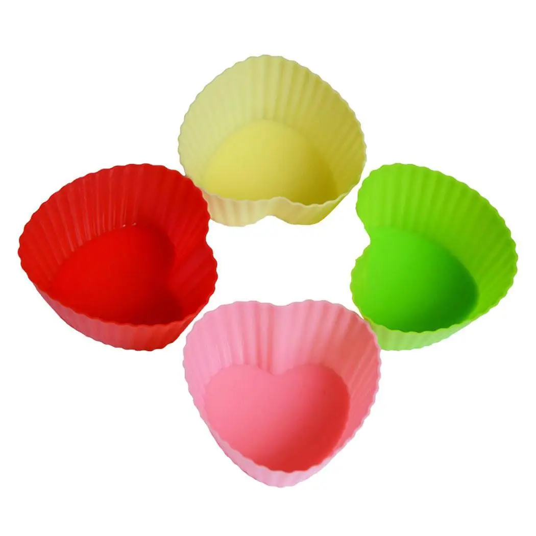 

material Molds Round/ Cup Shop Star/ Home safe Silicone Heart Liners Bakery and Reusable Cupcake Baking Cake Muffin durable etc