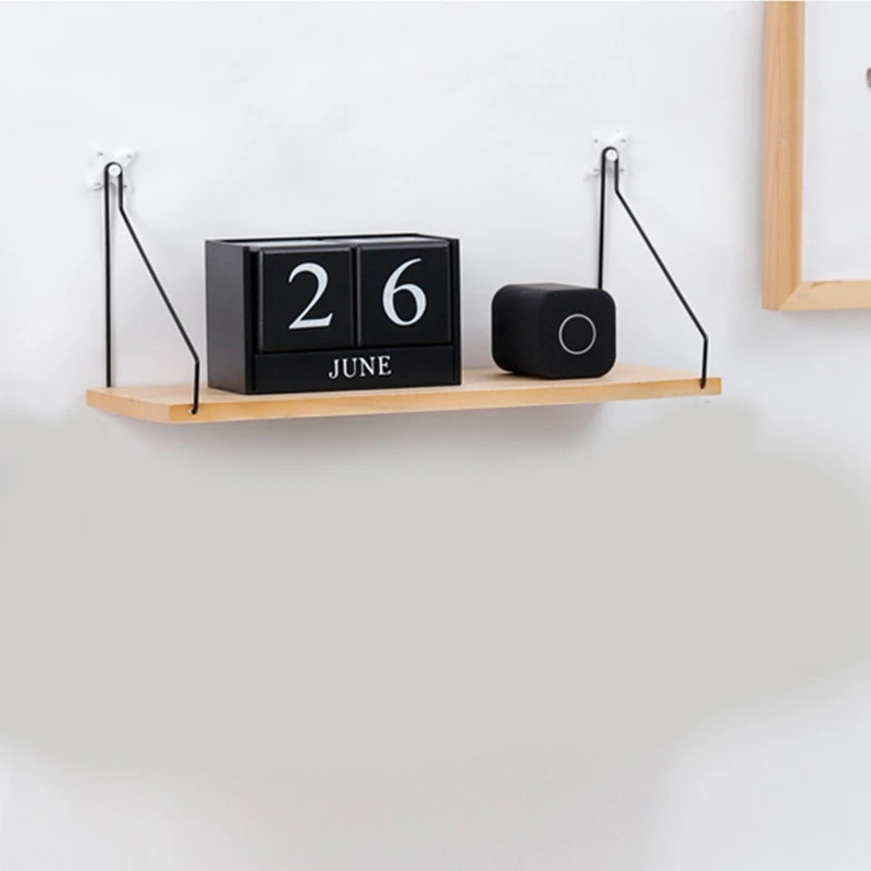 

Solid Wooden Wall Shelf Iron Partition Board Bedroom Tv Wall Hanging Storage Shelf Rack For Home And Living Room Decoration