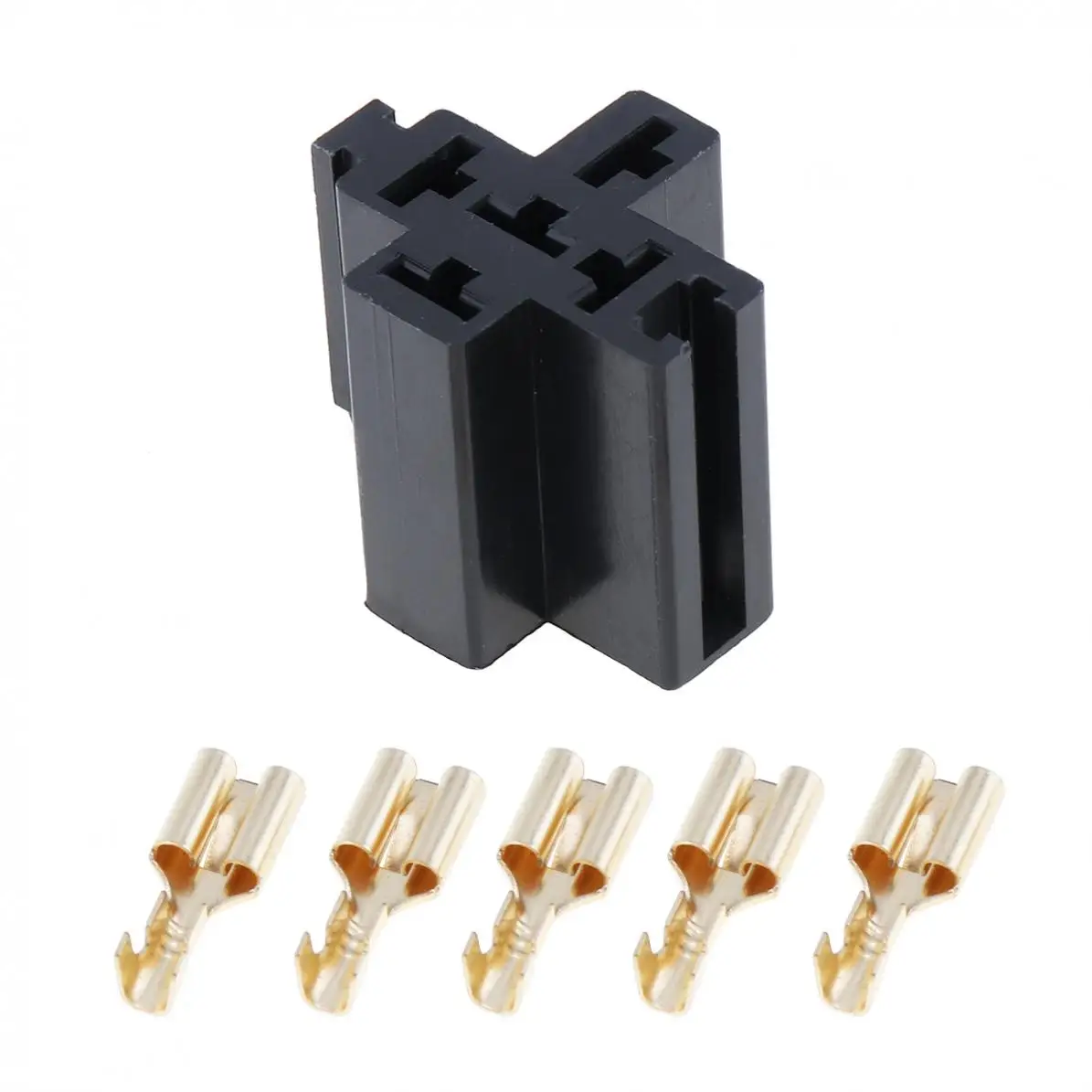 

6.3mm Black Car Auto Vehicle 5 Pin Relay Socket Holder with 5pcs Copper Terminal