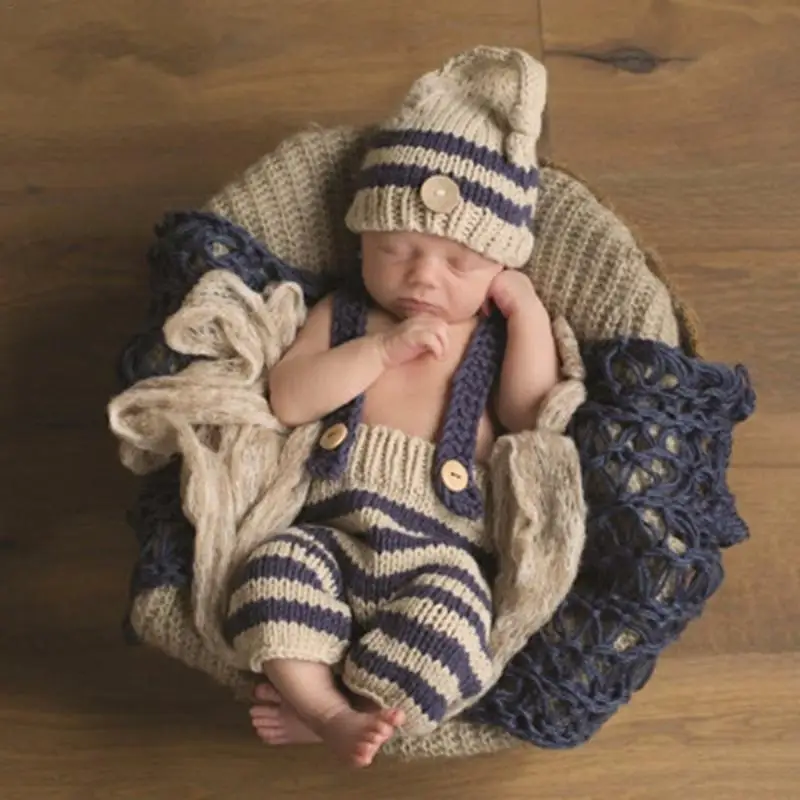 Amazing!Hot Photography Baby Boy Accessories Cute Cartoon Newborn Baby Clothing Set 100% Knitting Newborn Photography Props