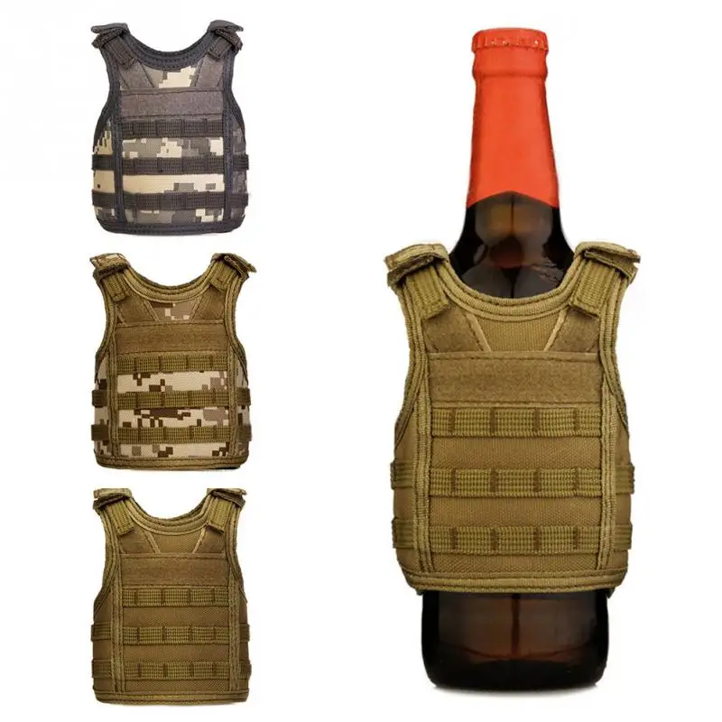 Тактический жилет слой Военная бутылка пива набор мини Molle жилет охотничья бутылка напиток набор регулируемые плечевые ремни