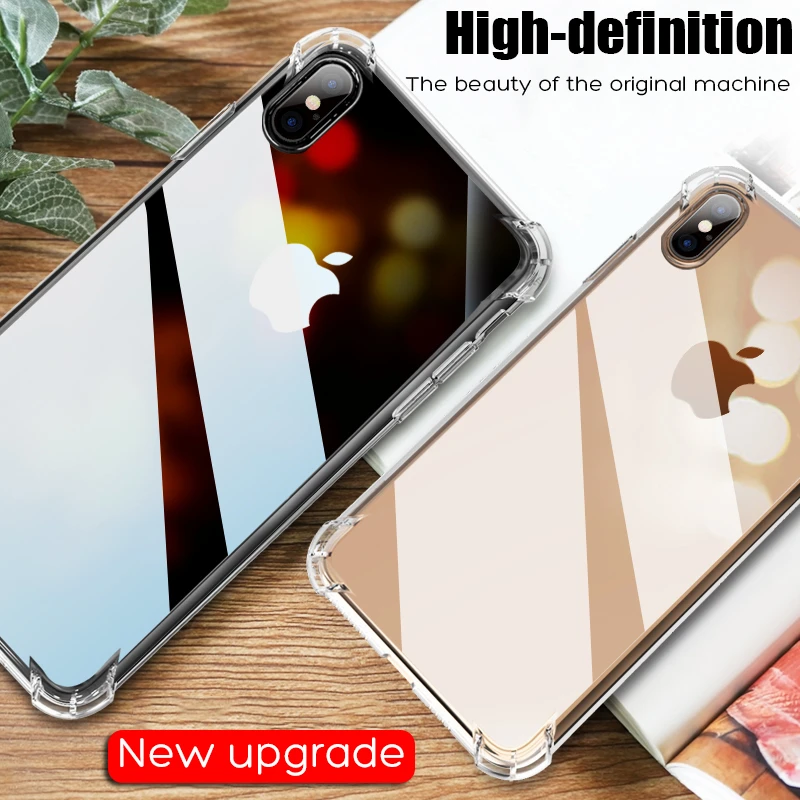 

Luxury Shockproof Silicone Phone Case For iPhone X XS XR XS Max 8 7 Plus 6 6S Plus 5 5S Case Transparent Protection Back Cover