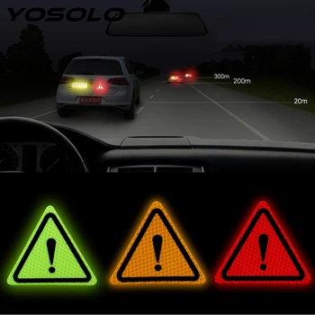 

YOSOLO Bumper Decals Paster Universal Reflective Warning Sticker Triangle Warning Label Motorcycle Car Body Auto Decor