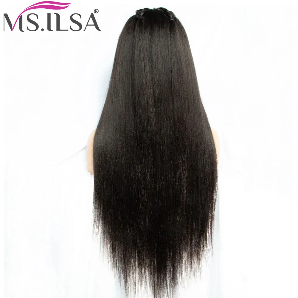 Полный парик шнурка 250 плотность с Baby Hair светильник Yaki прямые человеческие волосы