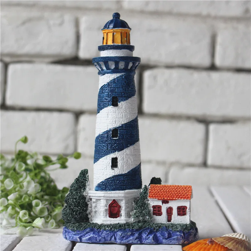 Mediterranean Home Decor Lighthouse Figurine Room Ornament Decoration