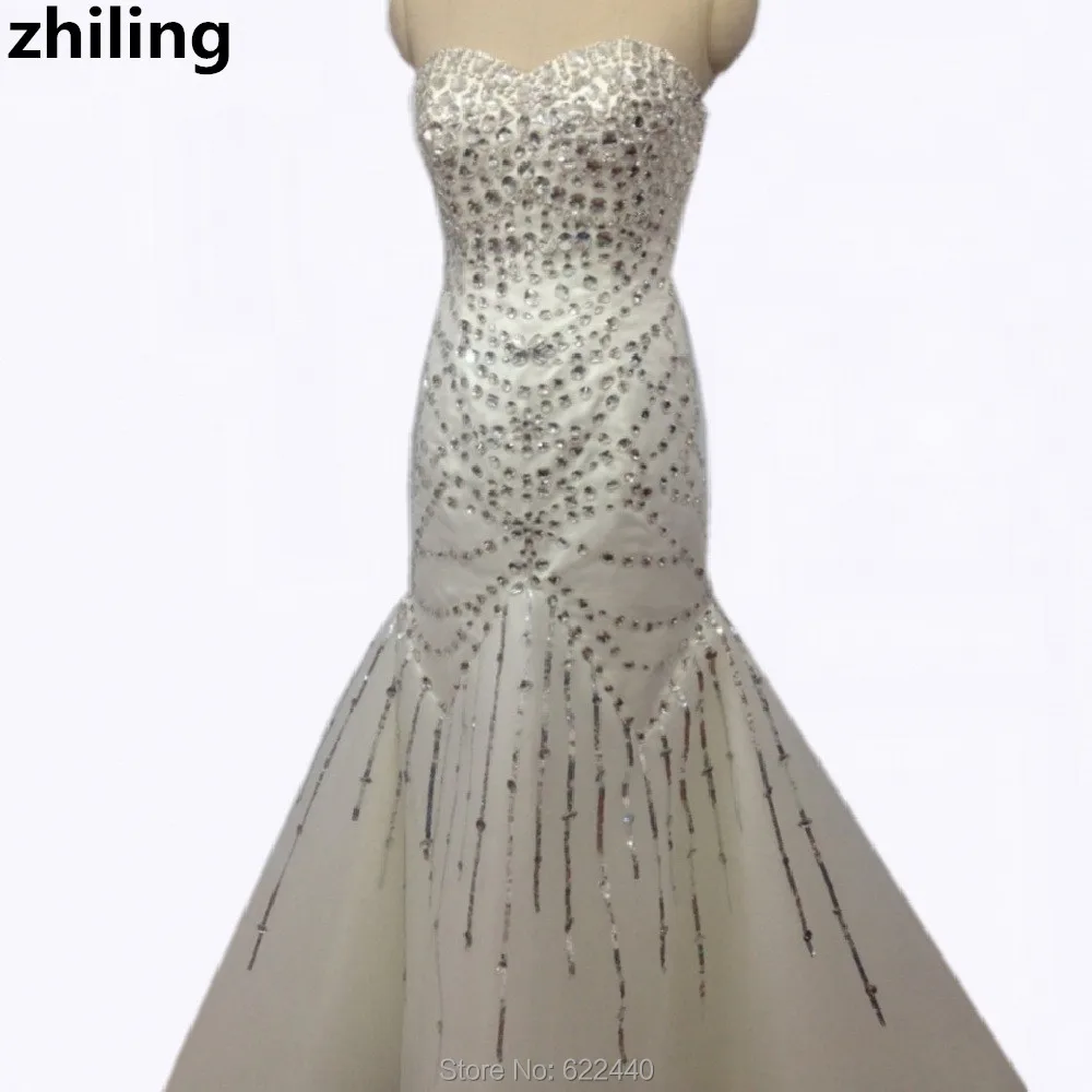 

Luxury Crystal Mermaid Wedding Dresses Customized Lace Up Bridal Wedding Gowns 2019 Vestidos De Noiva Robe De Mariage