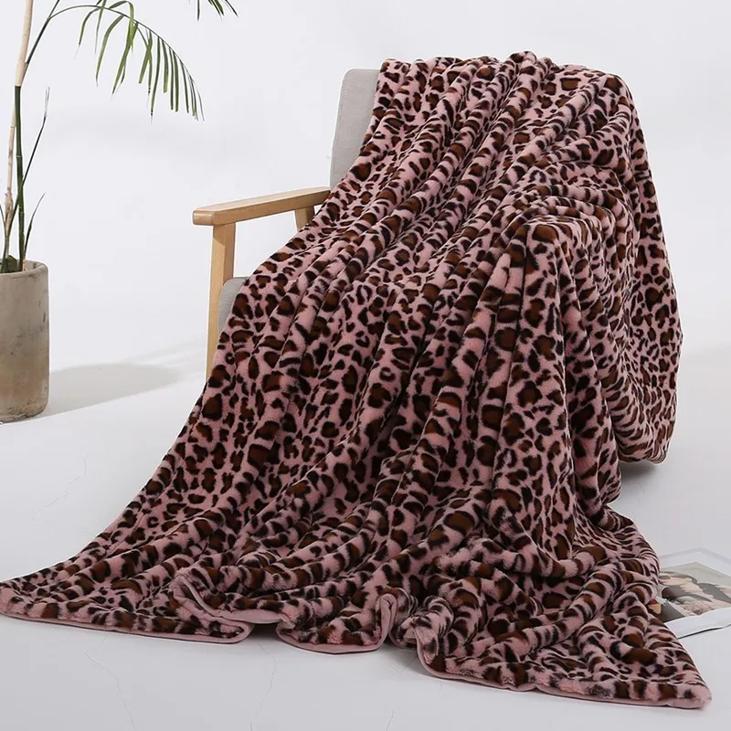 

Fuzzy Blanket Sheets Leopard Style Super Soft Warm Rabbit Fur Crystal Short Plush 130*160cm/160*200cm Bedding Sofa Cover Throw