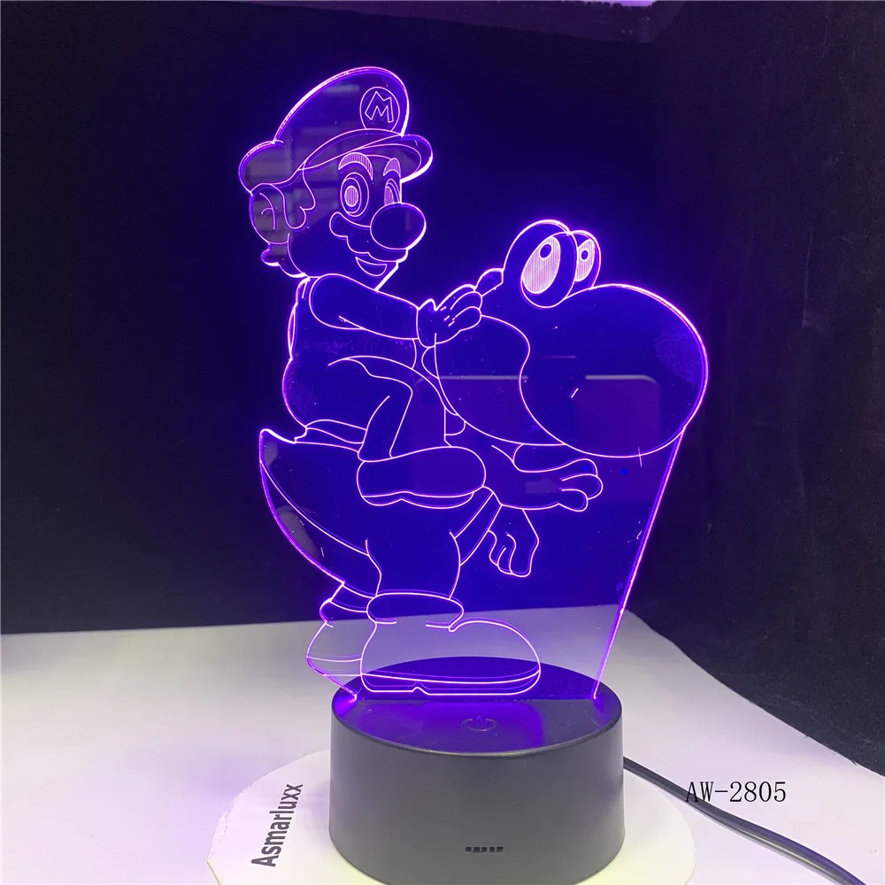 3D светодиодсветодиодный USB лампа Yoshi Mario мультяшная игровая фигурка Супер