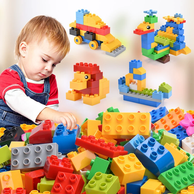 Big Size DIY Building Blocks Swing Dinosaurs Figures Animal Accessories Toys For Children Compatible Legoed Duplo City Brick Toy