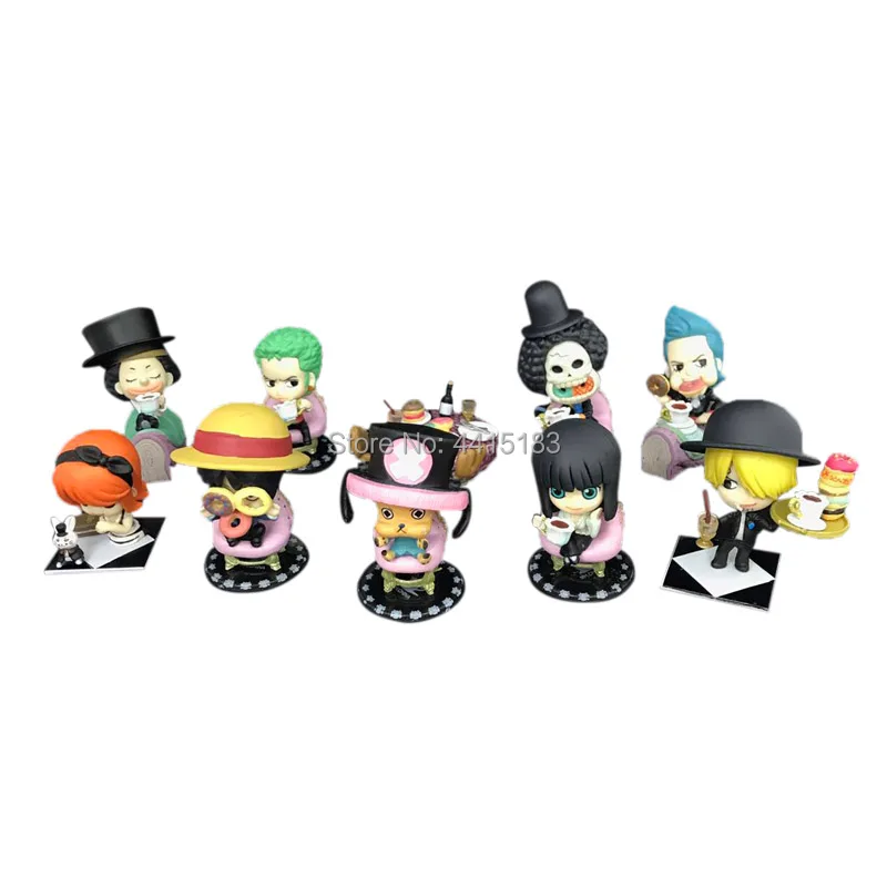 9 pcs/set Anime One Piece Q Ver Cake Chocolate Pirat PVC Action Figure Doll Collectible Model Toy Christmas Gift For Children