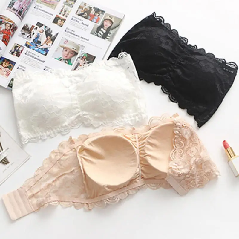 

Melegant Ruffles New Female Strapless Crop Tops 2019 Summer Sexy Lace Women Tube Tops Stylish Basic White Embroidery Accessories