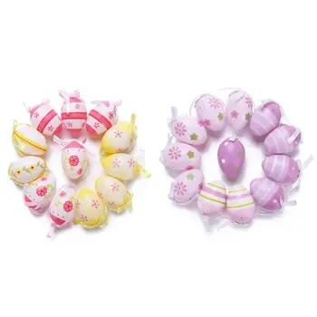 

6/12/20pcs Easter Egg Pendant Children Plastic Creative DIY Painted Eggs Gifts Kids Mixed Color Handmade Room Decoration Pendant