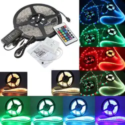 CLAITE DC12V 5 M 5050 RGB Водонепроницаемый 300 Светодиодные ленты свет комплект + 24 ключевых ИК-пульт + 5A нам Питание