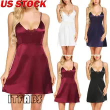 Летнее сексуальное женское белье Для женщин Шелковый кружевной халат платье Ночная сорочка ночная рубашка, одежда для сна