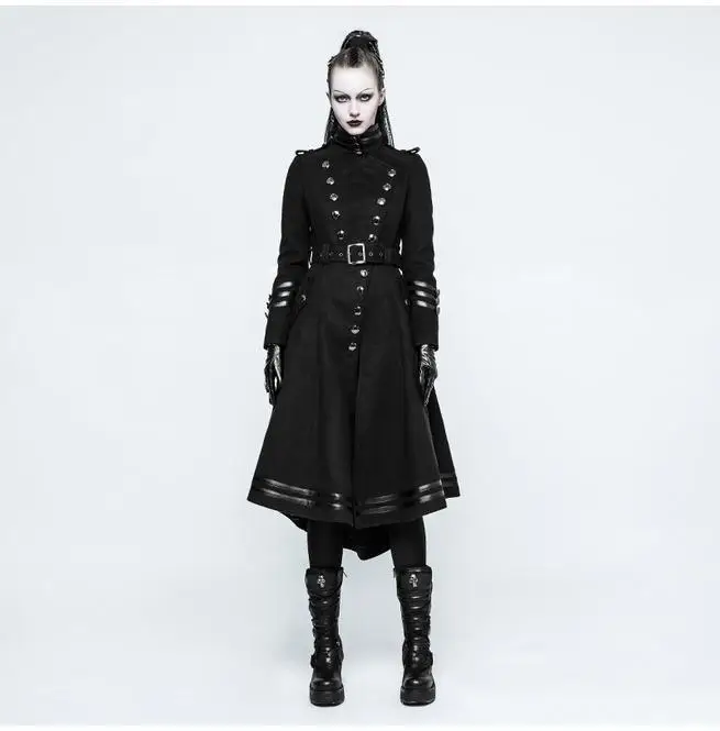 

Punk Rave Women's Military Uniform Worsted Long Coat With Belt Y-766